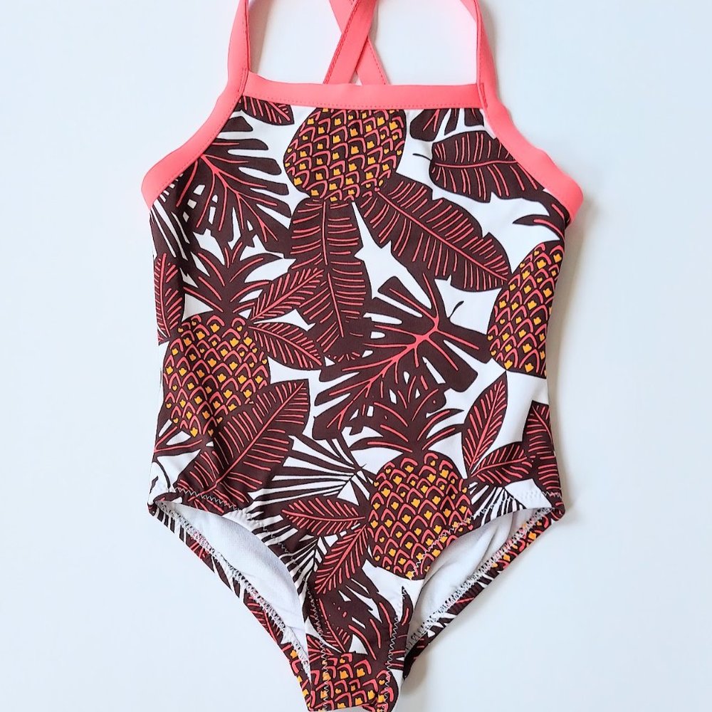 Garnet Hill Toddler Girls 3T One Piece Swimsuit Bathing Suit Pineapple Tropical